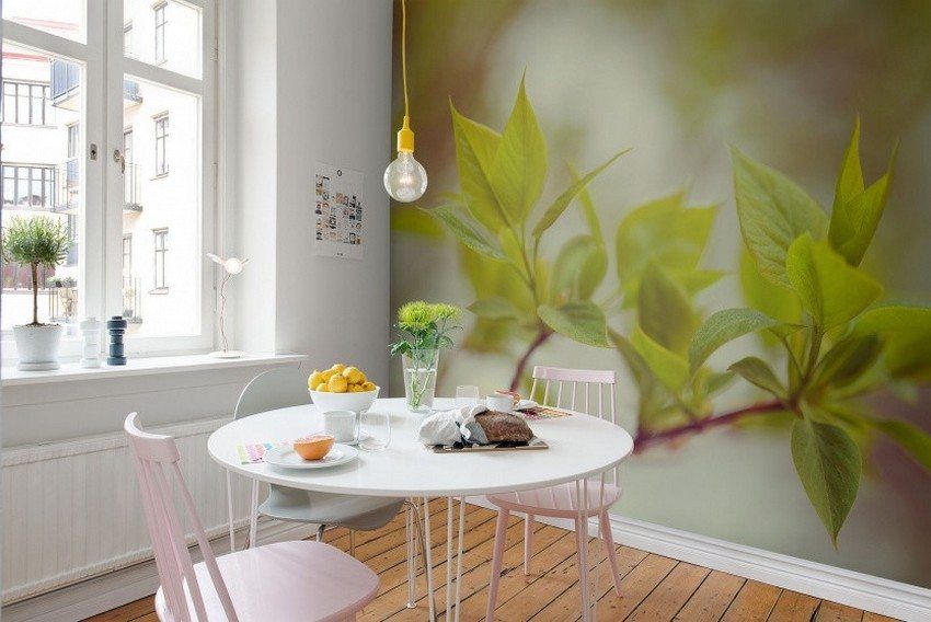 Wall mural expanding the space in the design of a modern apartment
