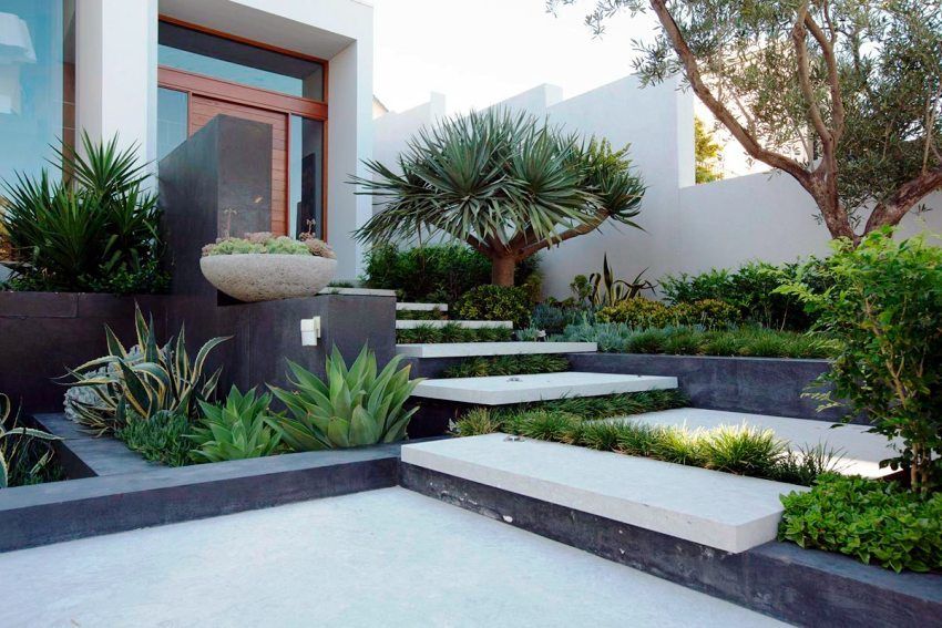 Landscape design courtyard of a private house. Photos of modern courtyards and plots
