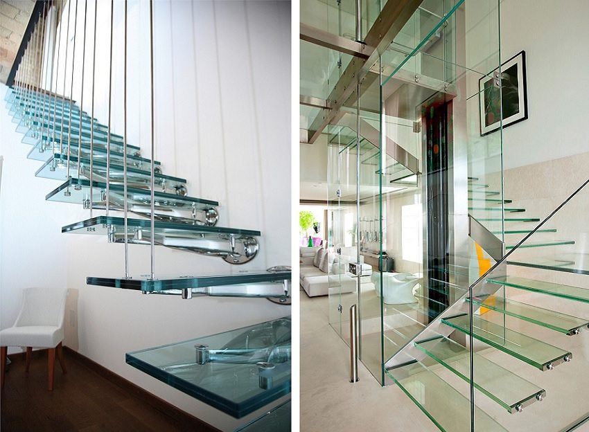 Stairs to the second floor on a metal frame: beauty, elegance, ease of installation
