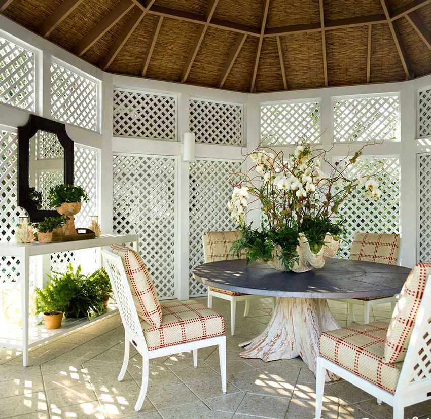 Furniture for gazebos: comfort and harmony in combination with elegance