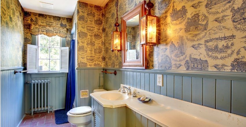 Wall-paper for a bathroom: the universal decision for the stylish room
