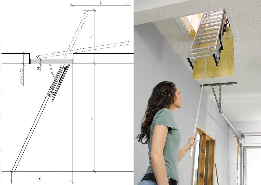 Attic staircase with a hatch: simplicity, practicality and accessibility