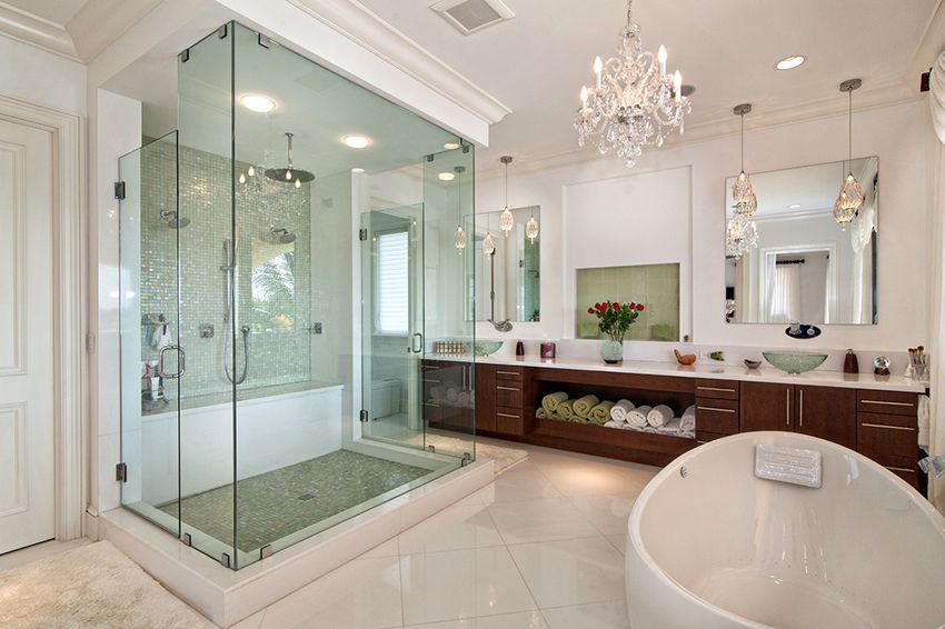Bathroom design with shower: non-trivial design variations