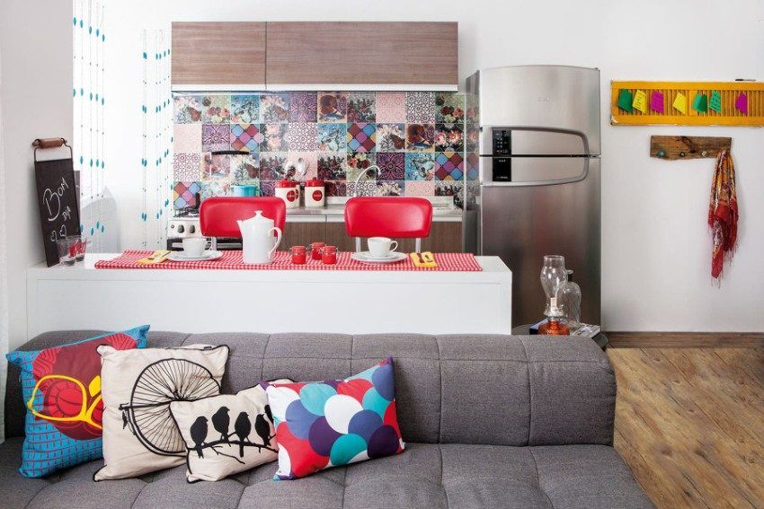 Living room with kitchen: photos of the best interiors