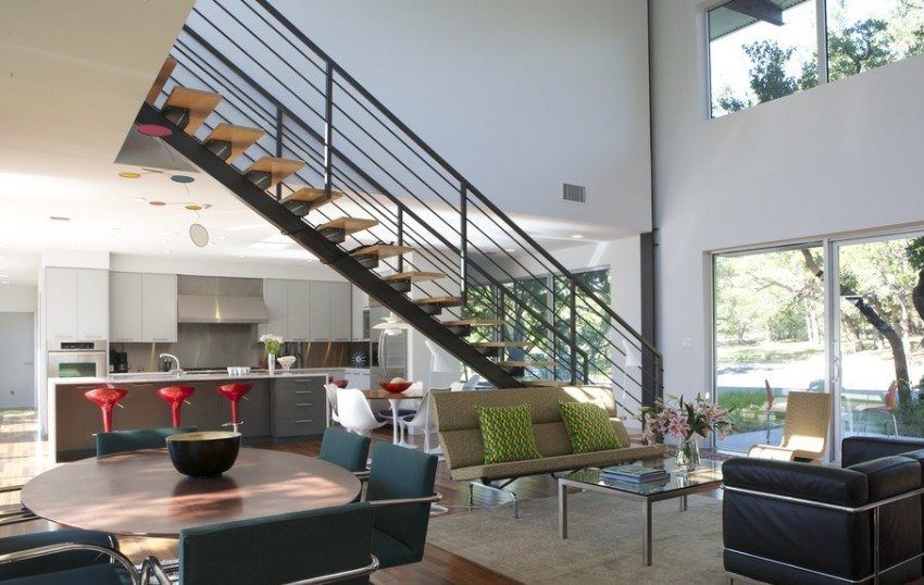 Stairs in the house to the second floor, photos and design features