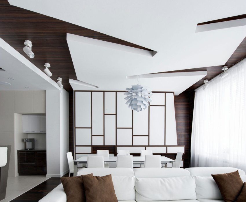 Suspended plasterboard ceilings: photo, design of different rooms