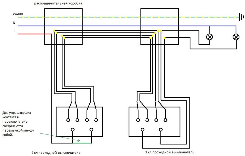 Pass-through switch: device wiring diagram from different places