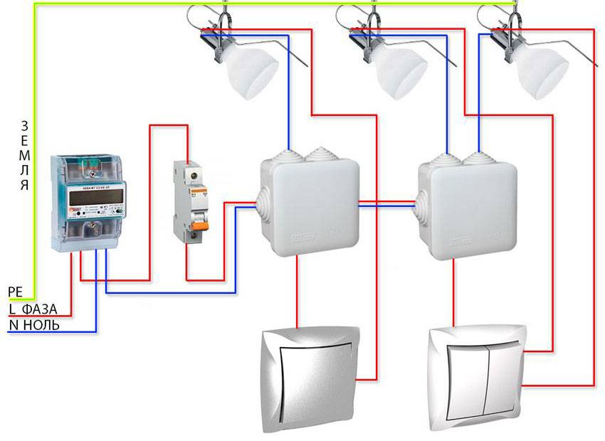 Pass-through switch: device wiring diagram from different places