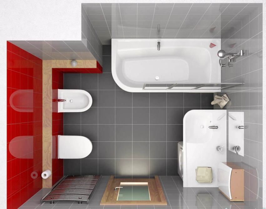 Combined bathroom: interior design, layout and design