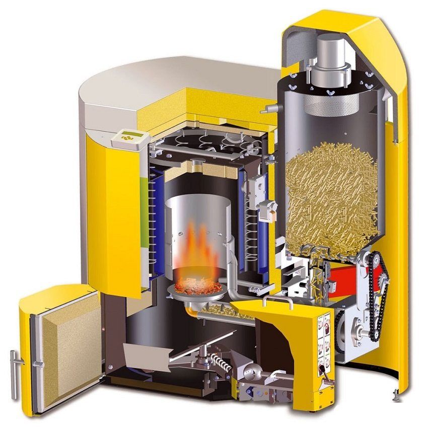 Solid fuel boilers long burning with a water circuit for the home