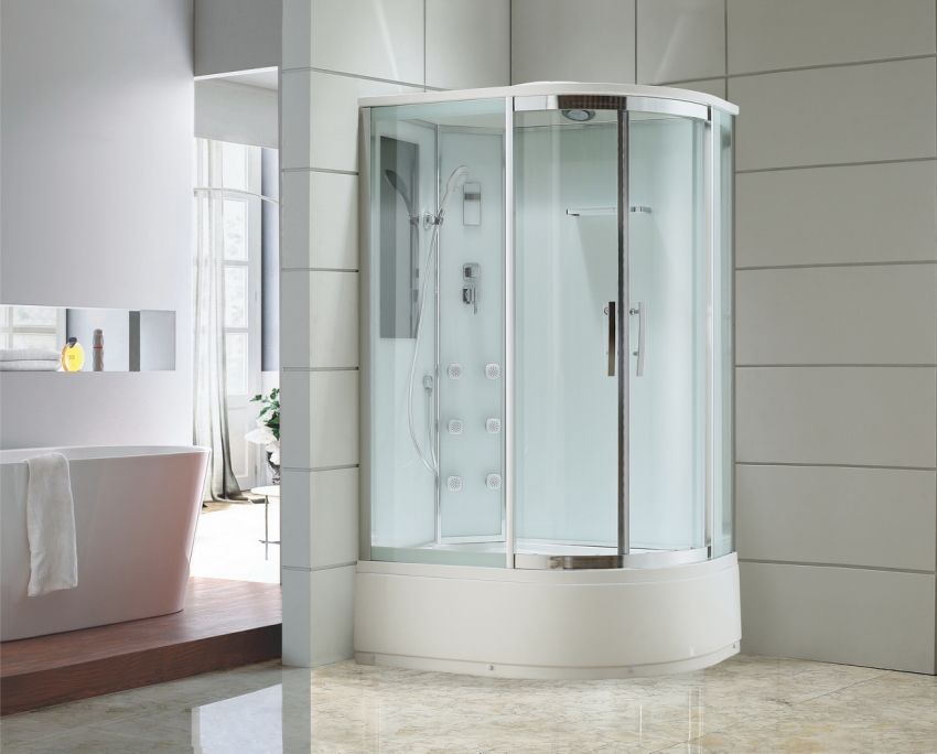 Corner shower 90x90 with high base: the best option for the bathroom