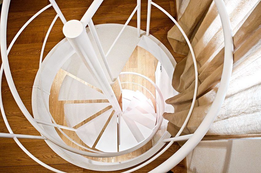 Spiral stairs to the second floor in a private house: photos, prices for designs